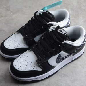 NK Dunk Low Retro "Black Paisley" Black and White Cashew Flower Low Gang Sports Leisure Board Shoes