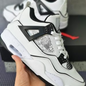 SNEAKERS X Airs-Jordans 4 Retro High Running Femme Homme Blanc Noir-Size 41