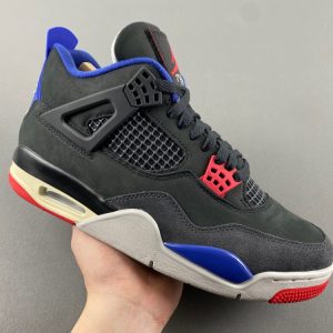 Air Jordan 4 Retro Rare Air - black, blue and red