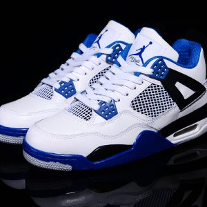 SNEAKERS X Airs-Jordans 4 Retro High Running Femme Homme Blanc Bleu Royal-Size 41