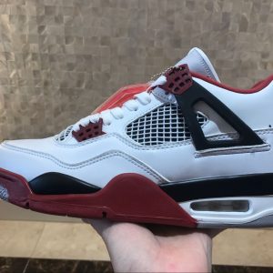 SNEAKERS X Airs-Jordans 4 Retro High Running Femme Homme Blanc Vin Rouge